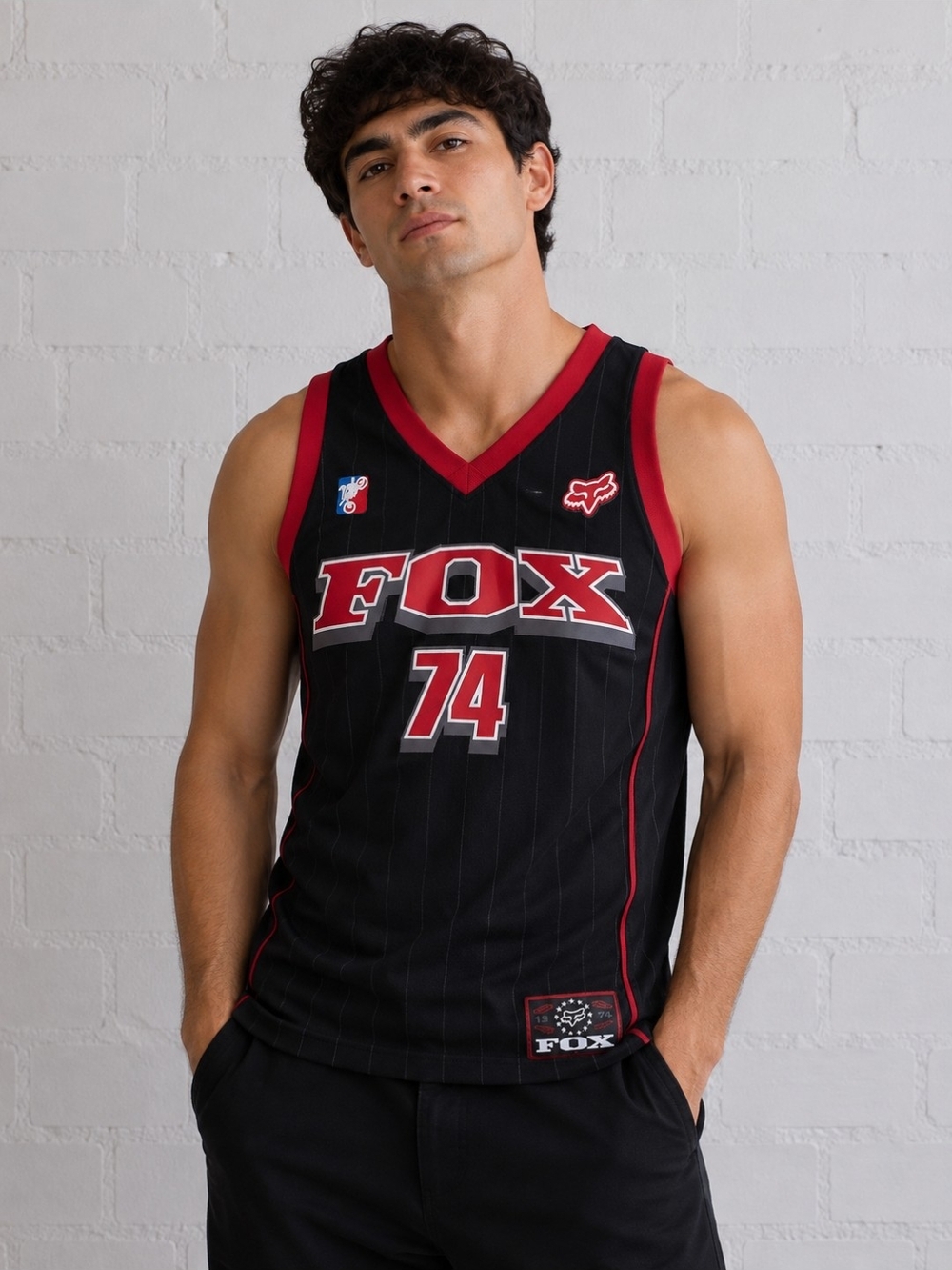 FOX Men’s Black & Red Basketball Tank Top - 74 Graphic